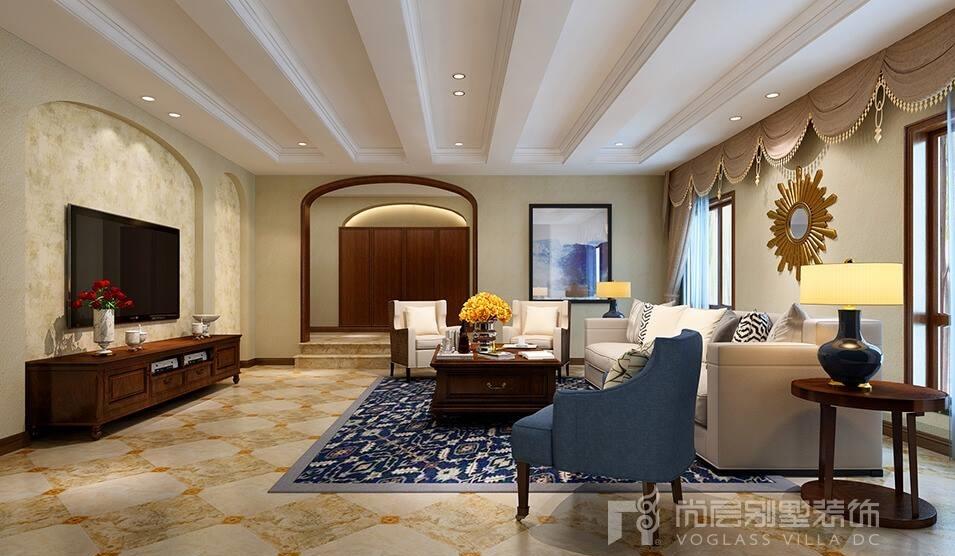 山河水别墅美式设计，优雅温馨尽显空间魅力-0