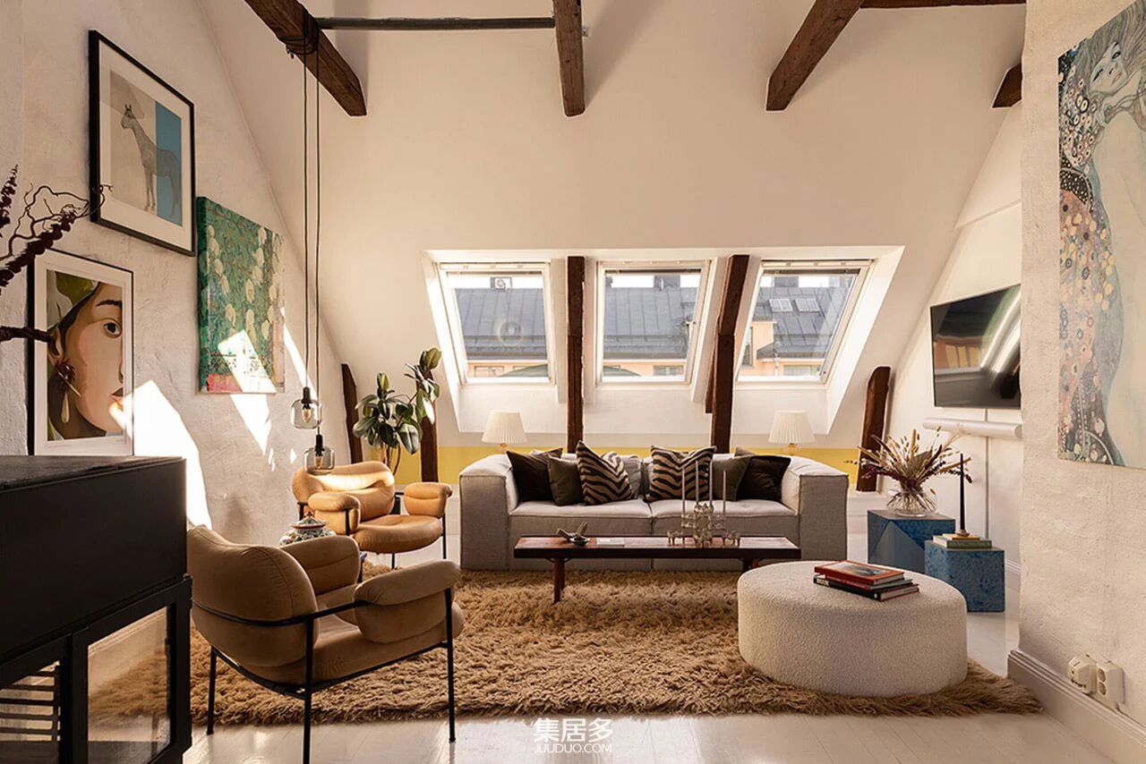 卡尔松的空中乐园:斯德哥尔摩一座洒满光的阁楼公寓丨瑞典斯德哥尔摩-6