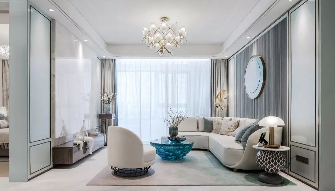 98㎡新中式住宅,蓝调浪漫幸福空间-0