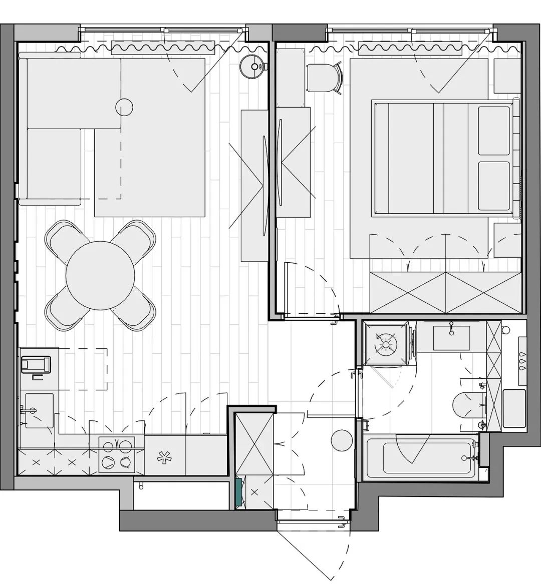 45㎡一居室公寓设计丨Yulia Sergeeva-28