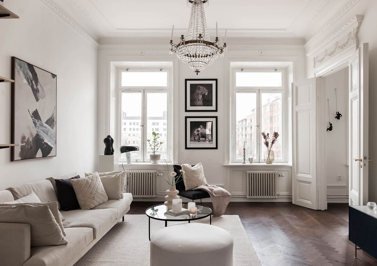 斯德哥尔摩优雅白色内饰公寓-1
