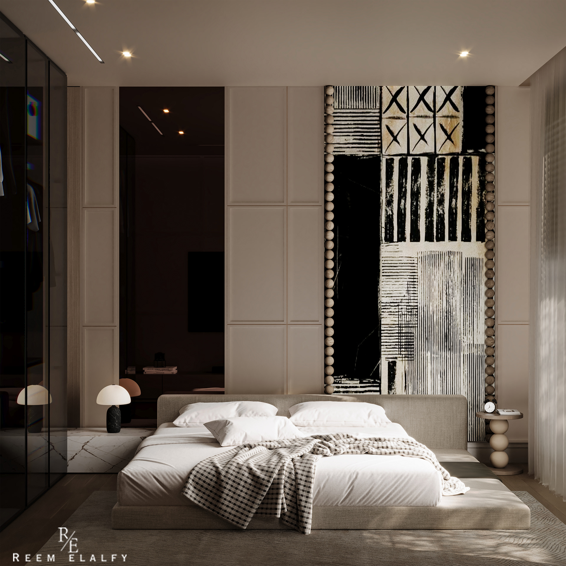 Modern Bedroom Interior | Warm Minimal Design-9