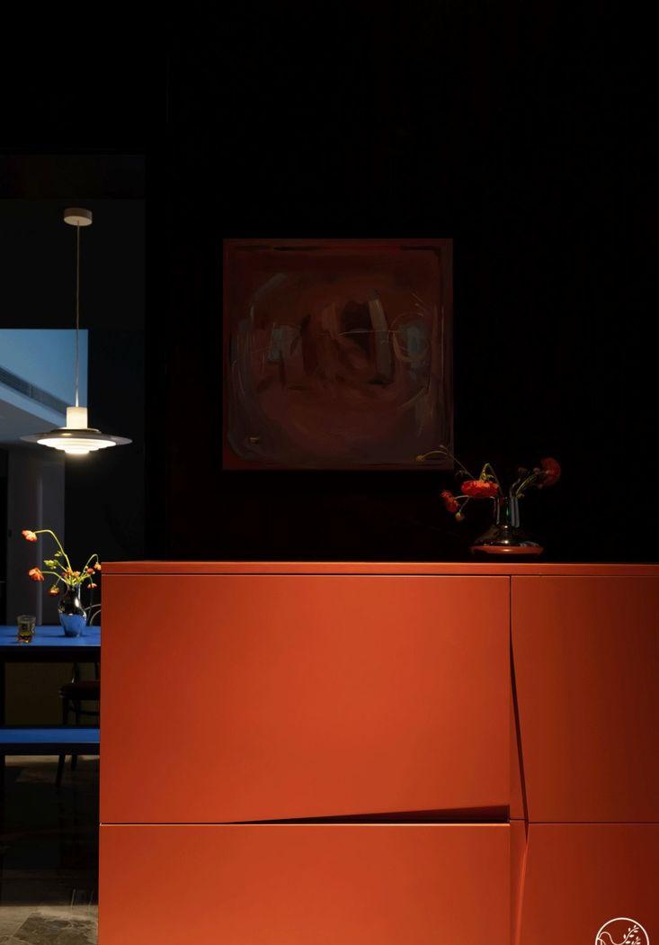 清羽设计丨平层丨粉色楼梯紫色墙壁酷炫星球-0