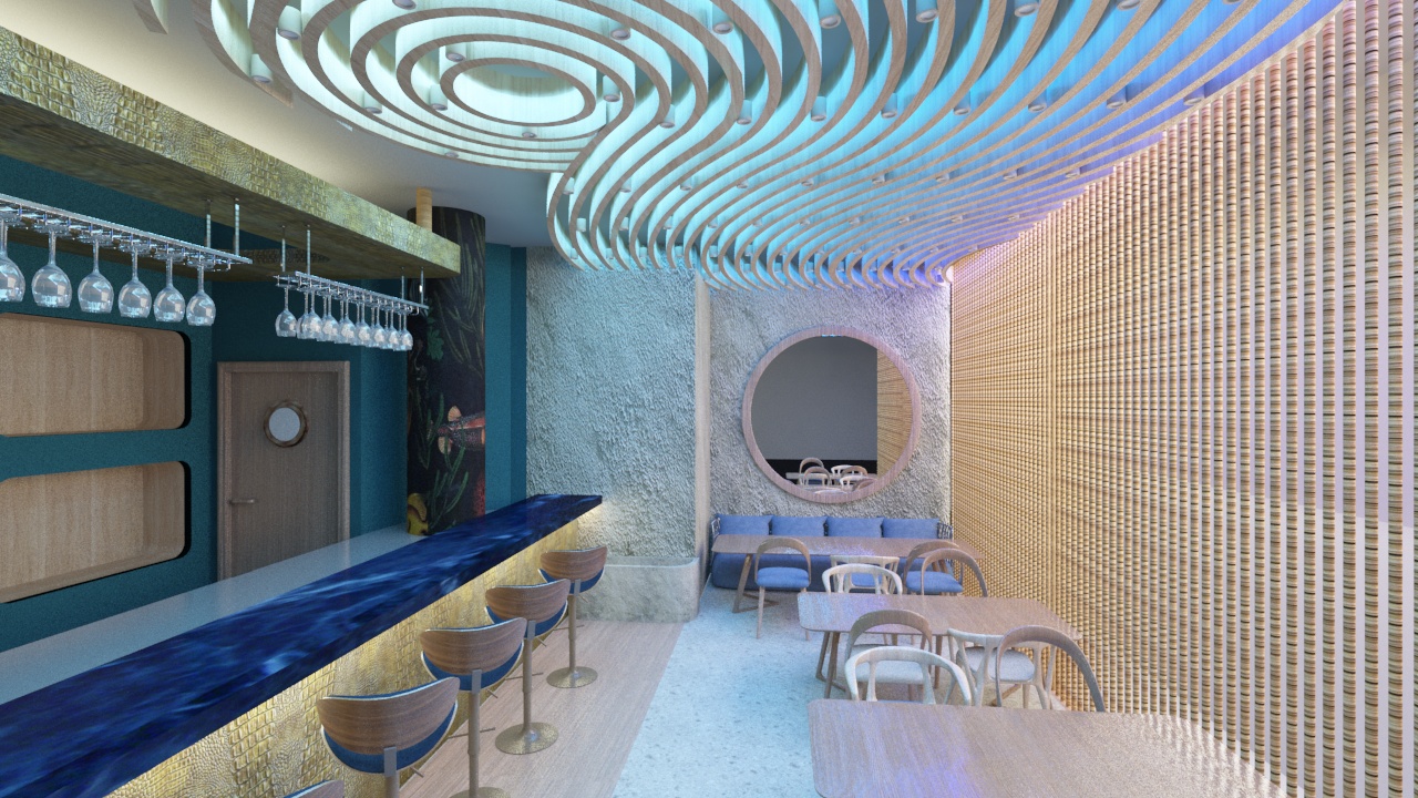 西班牙马德里四季酒店美食广场海鲜餐厅设计-20