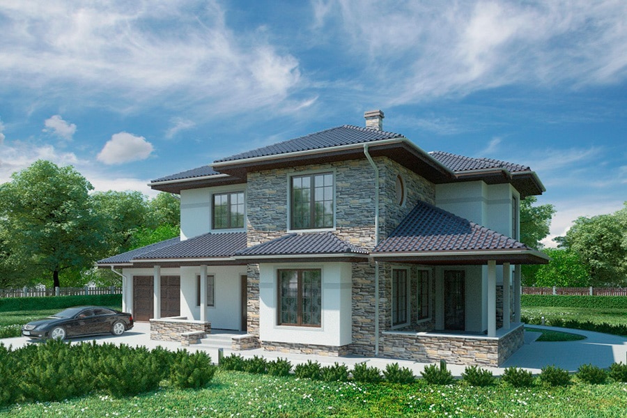 Проект двухэтажного дома с гаражом на 2 авто и террасой «КД-44» - Antei.by-10