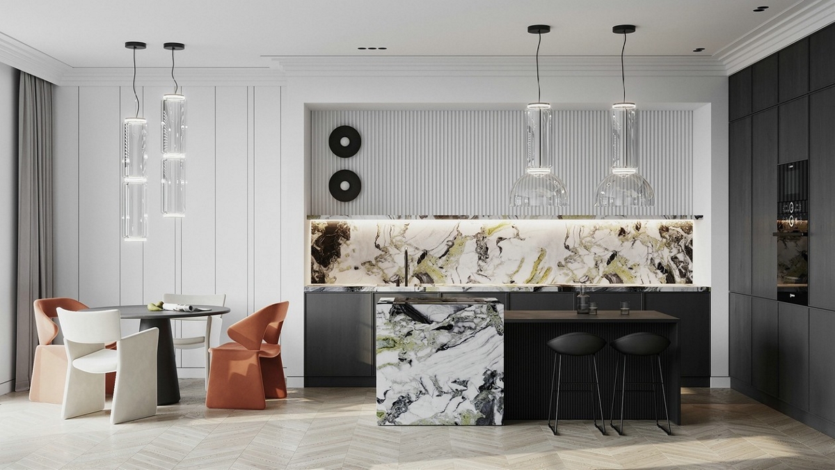 简约白与橙色结合的现代家装-1