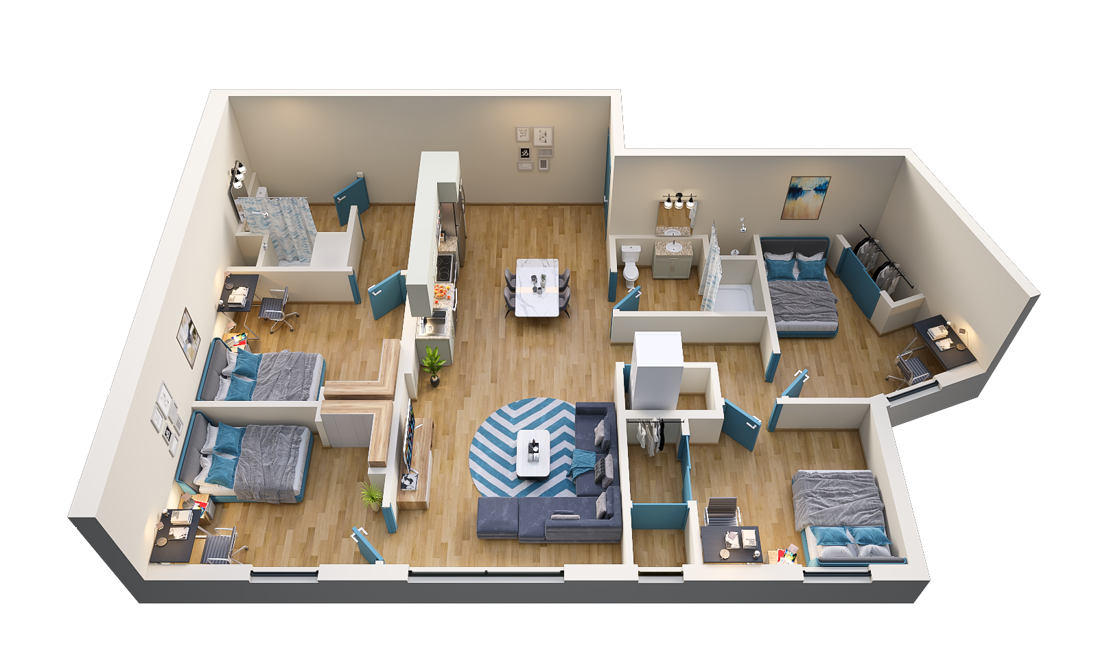 20 Housing units 3D plans-14