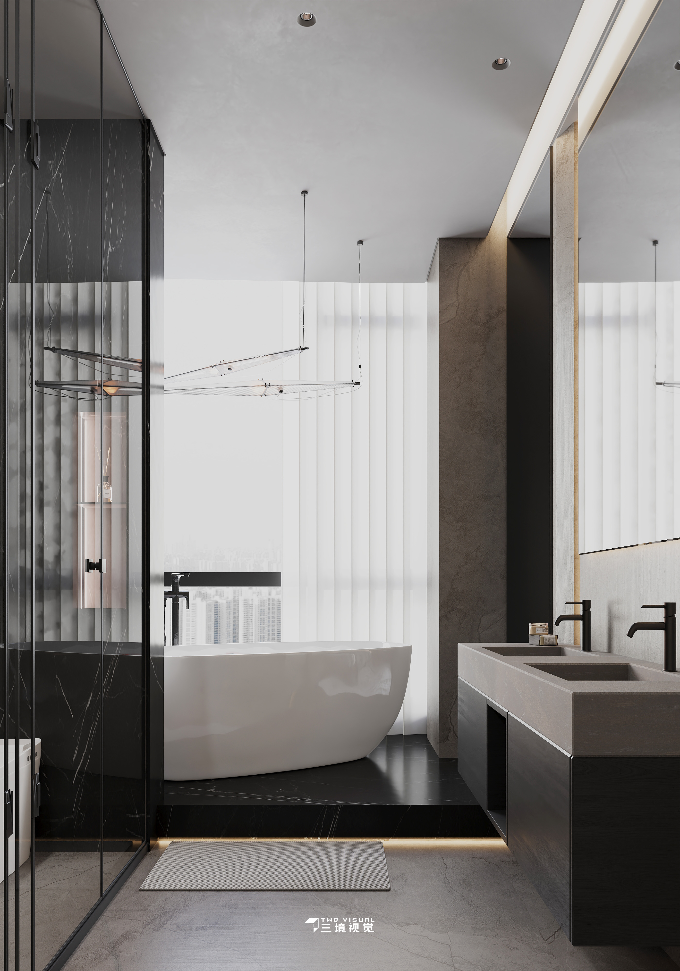 住宅-180平暗黑现代风设计-14