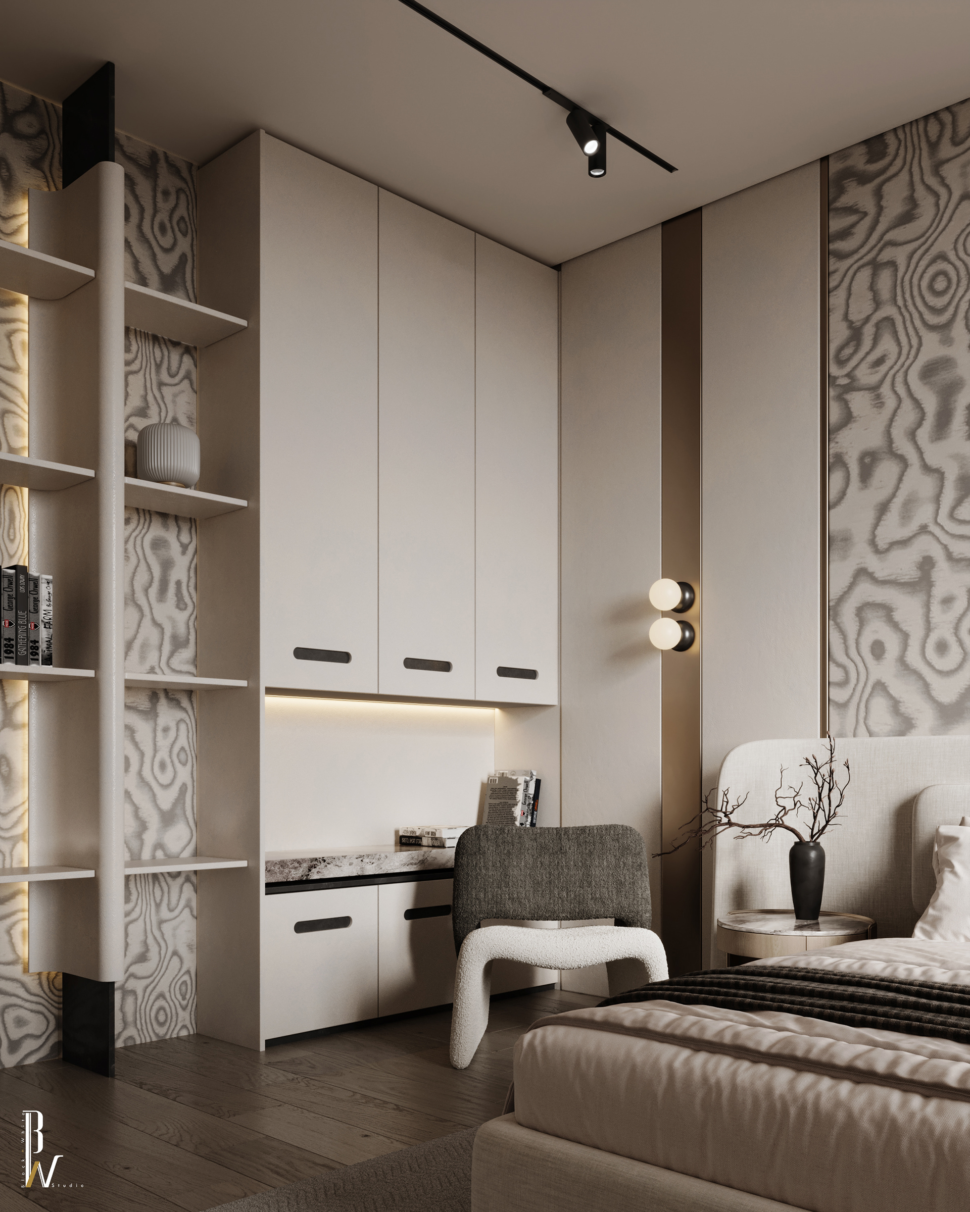 卧室设计丨阿联酋丨Black N White-17