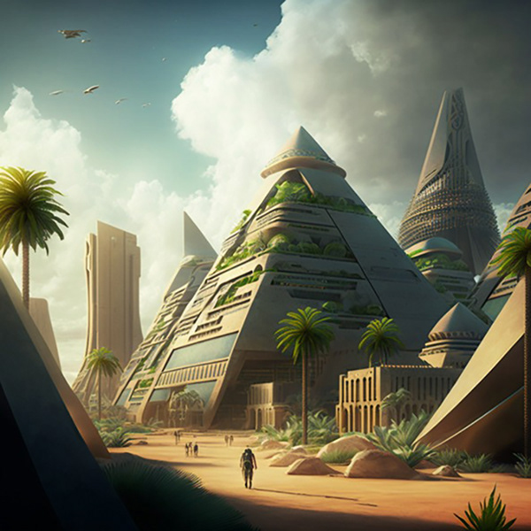 2050 年的人工智能金字塔丨Midjourney-5