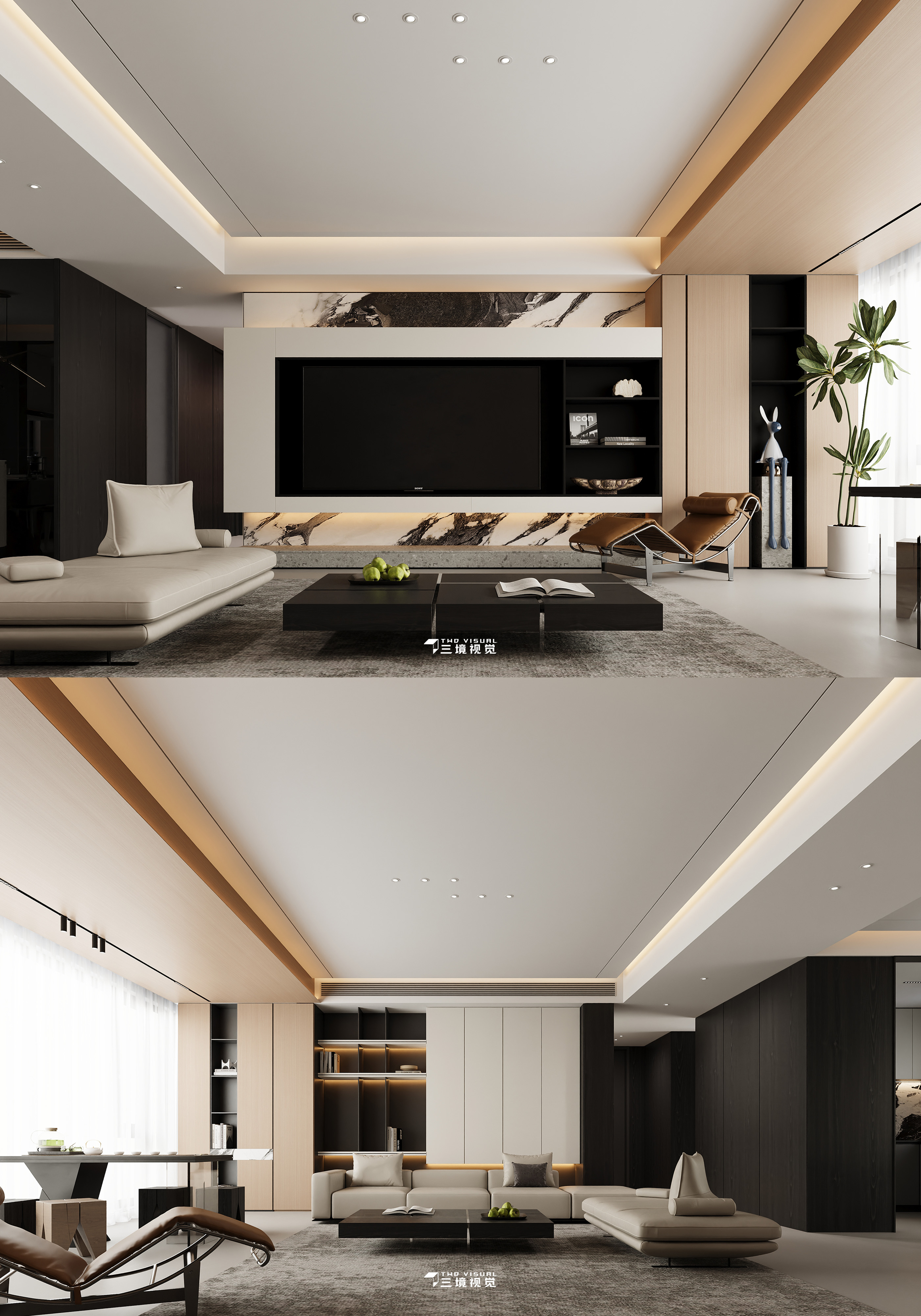 住宅-现代风客厅卧室设计-7