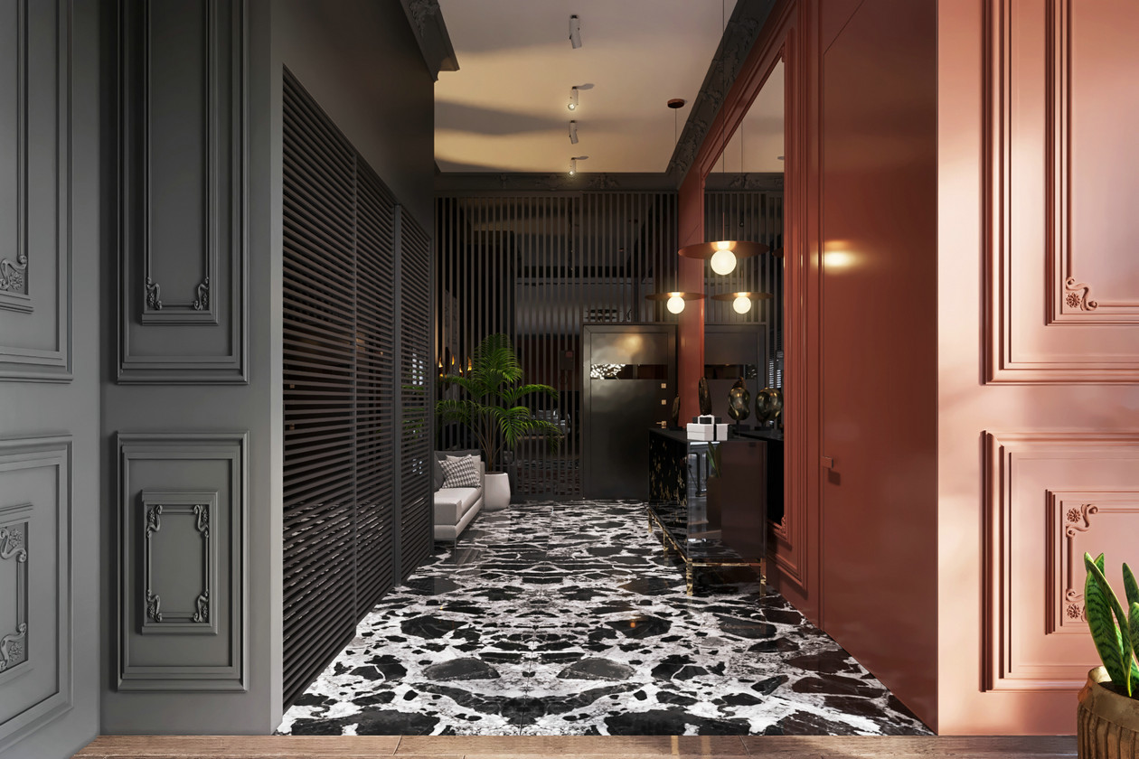 莫斯科高级灰橙色空间设计-12