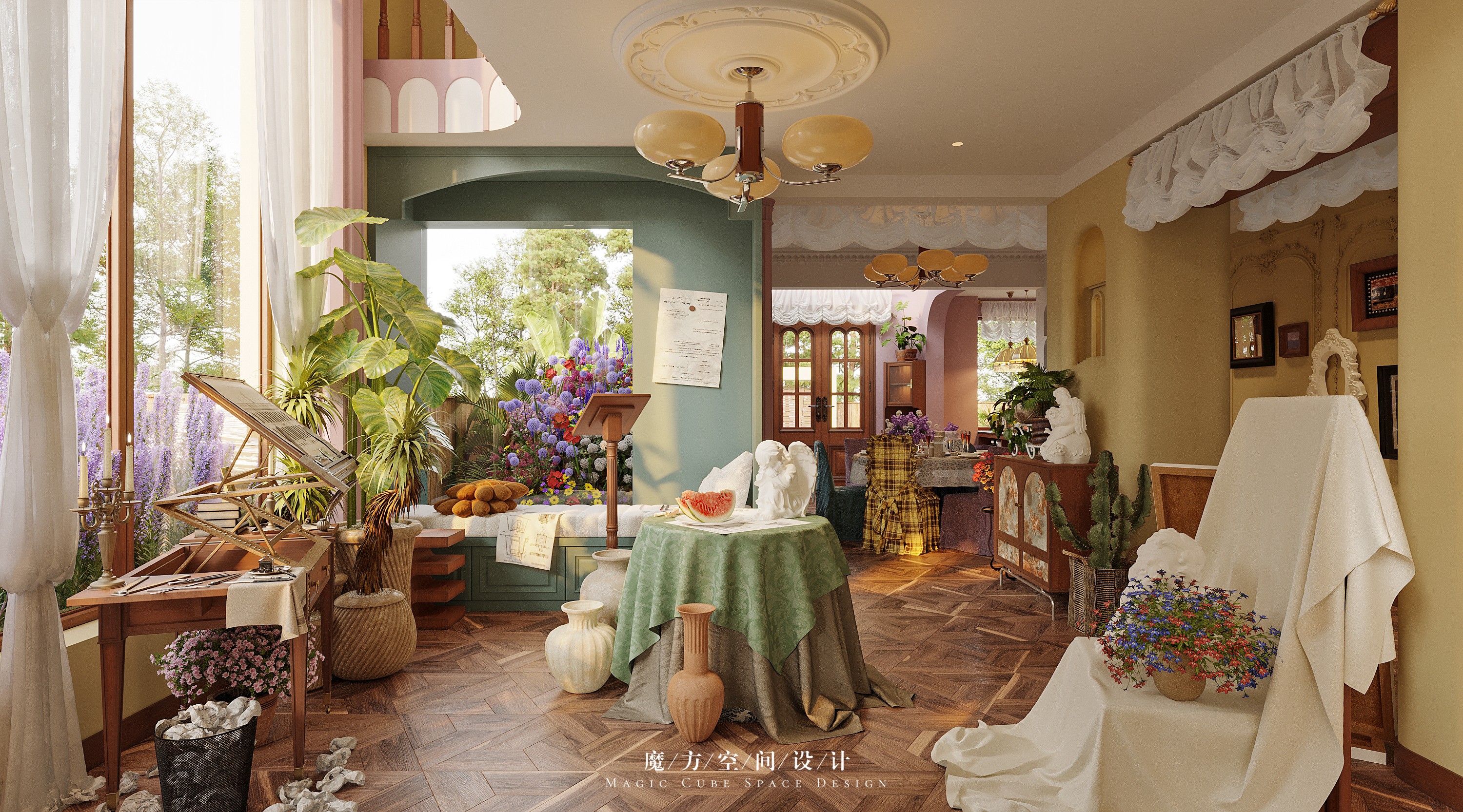 大连•法式复古别墅设计丨中国大连丨魔方空间设计-12