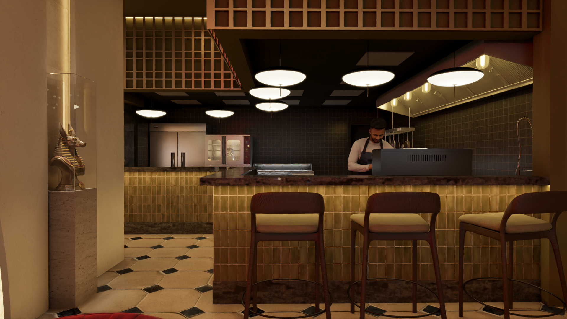 餐厅和水烟休闲室室内设计丨沙特阿拉伯-12