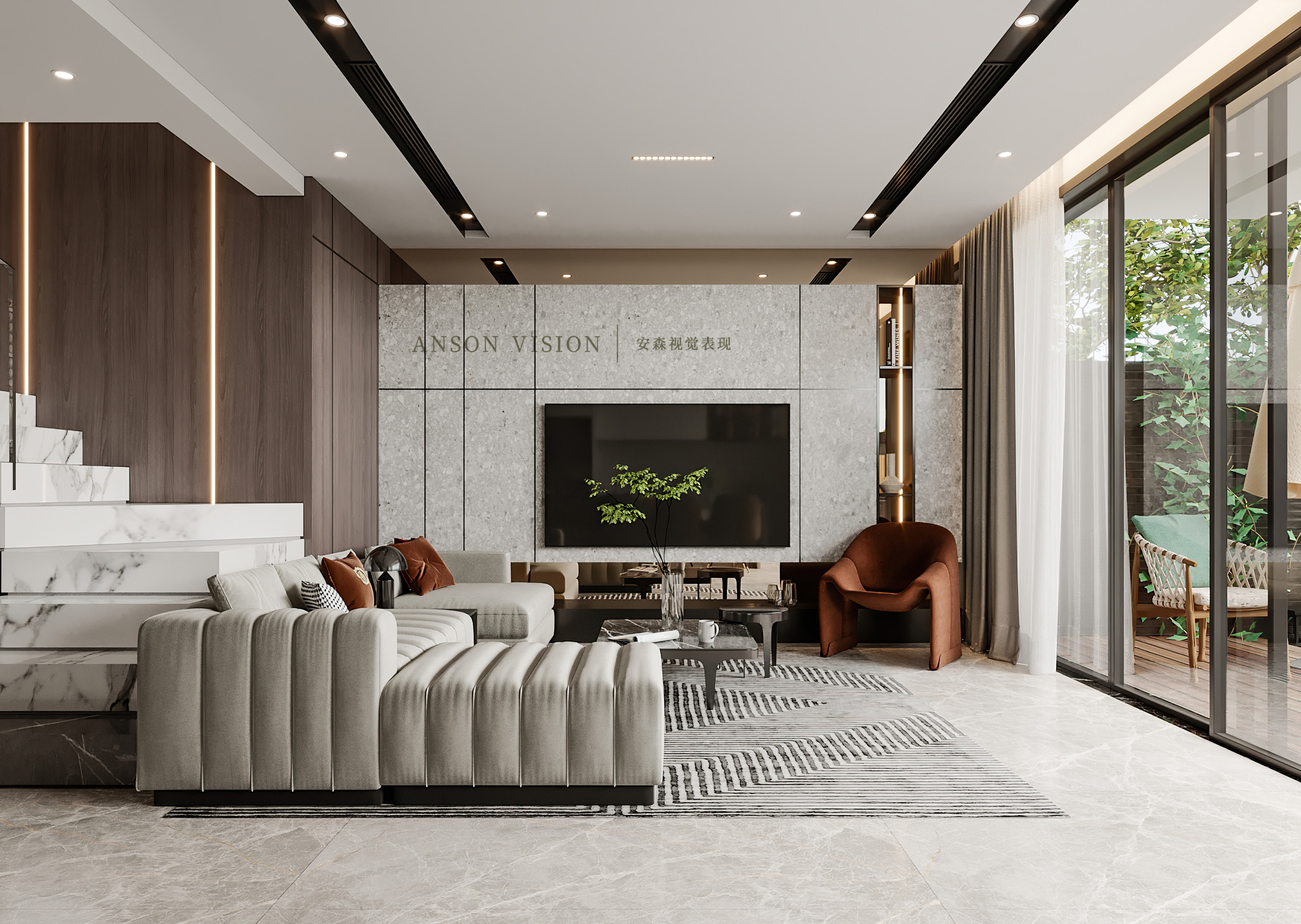 Anson︱现代简约别墅空间表现-1