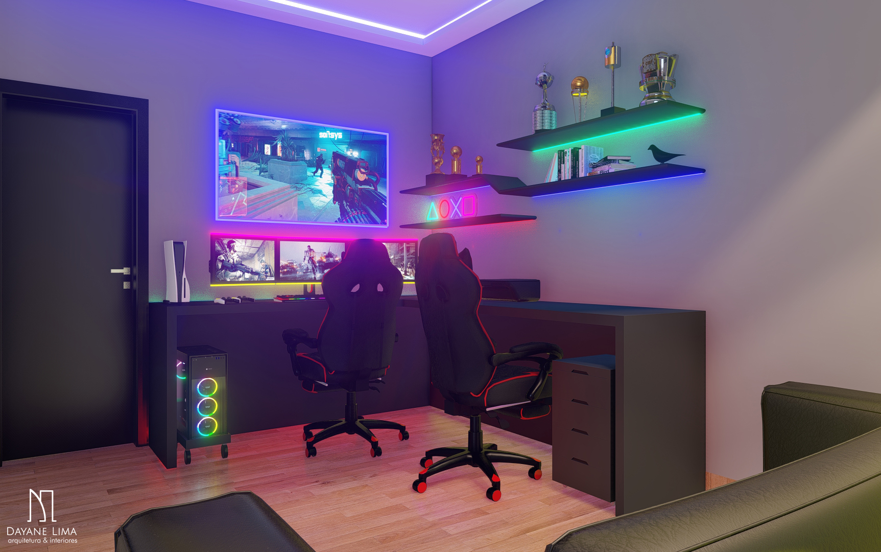 Sala Gamer | Arquitetura de Interiores-1