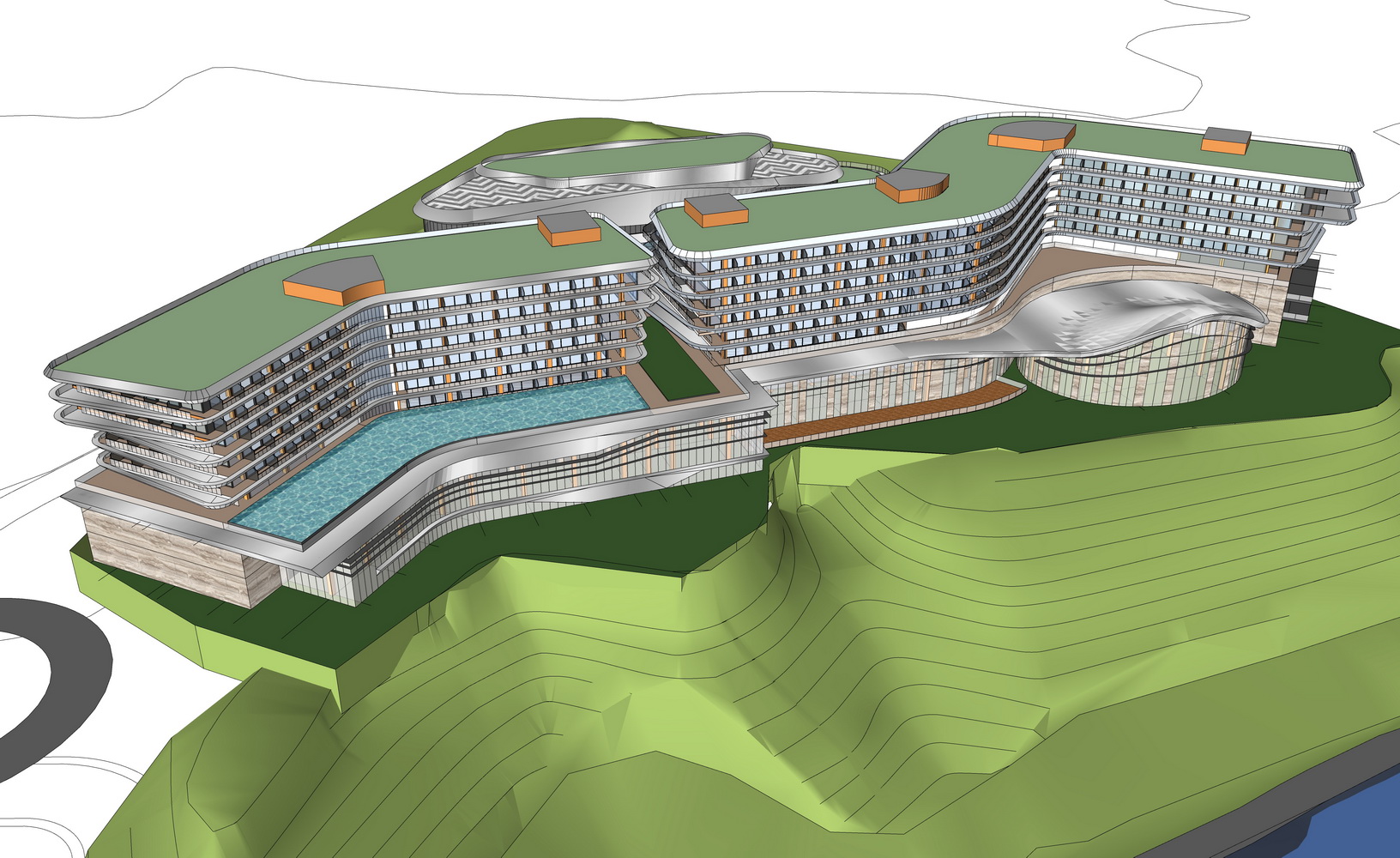 现代山地酒店SU模型-6