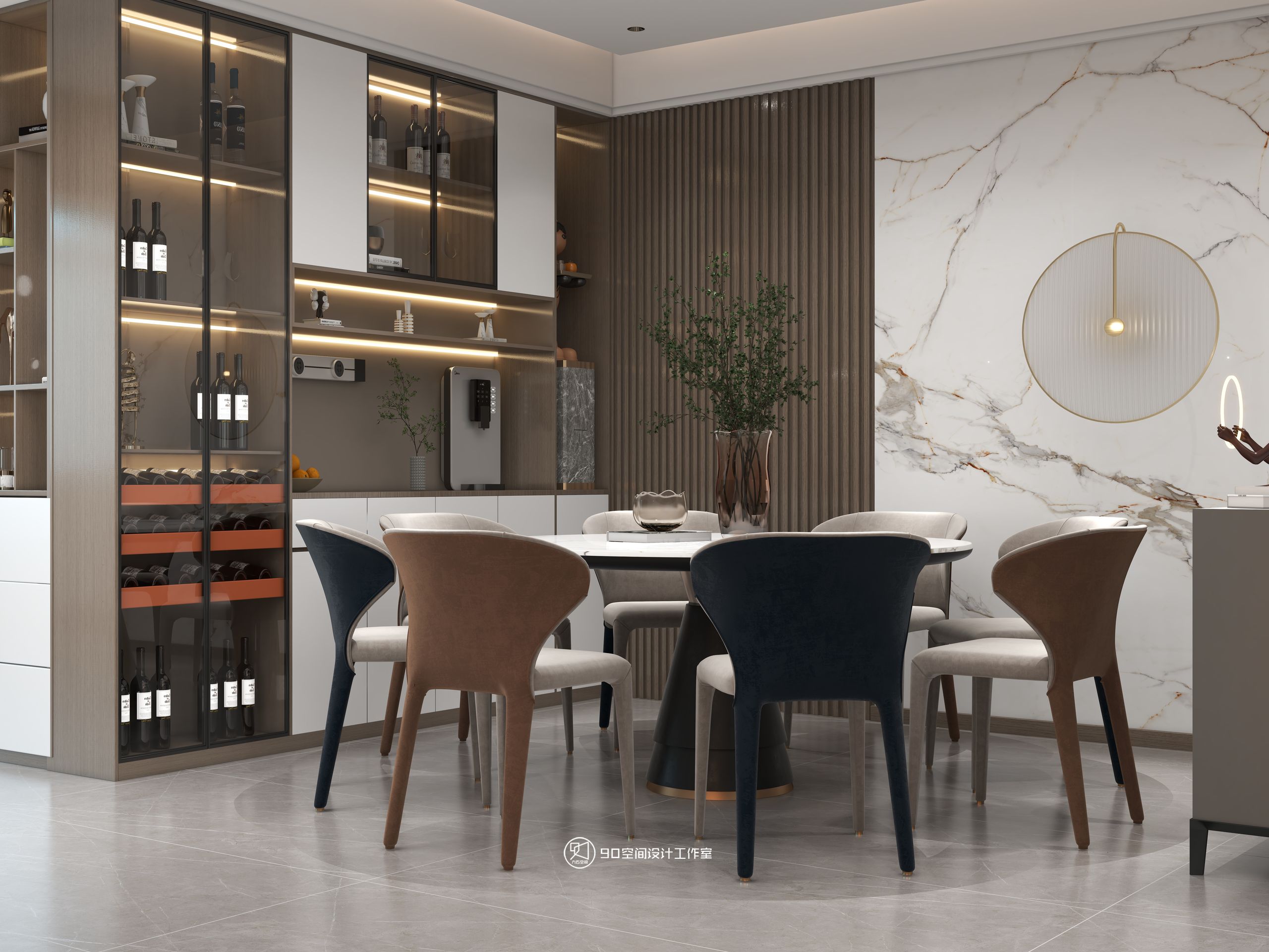 海市蜃楼现代轻奢风格挑高别墅设计丨90 空间设计-20