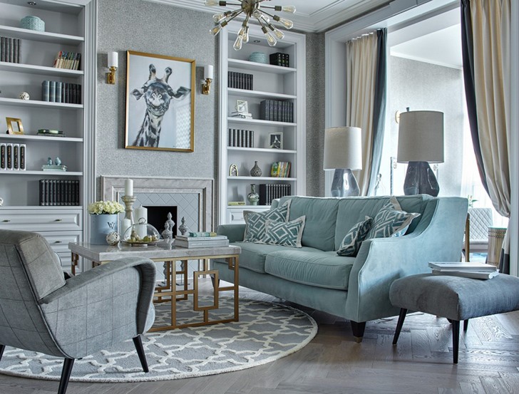 俄罗斯奥廖尔公寓 | 独特的蓝绿色调设计-6