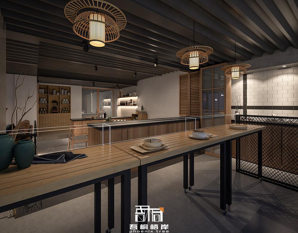 集装箱蓝与木栅栏的日式深夜食堂-8