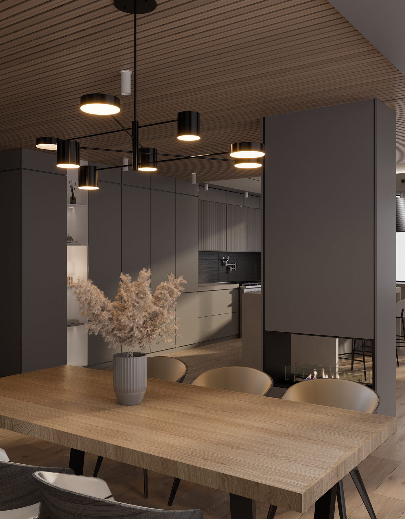 现代原木黑灰空间设计  高级有格调！-2