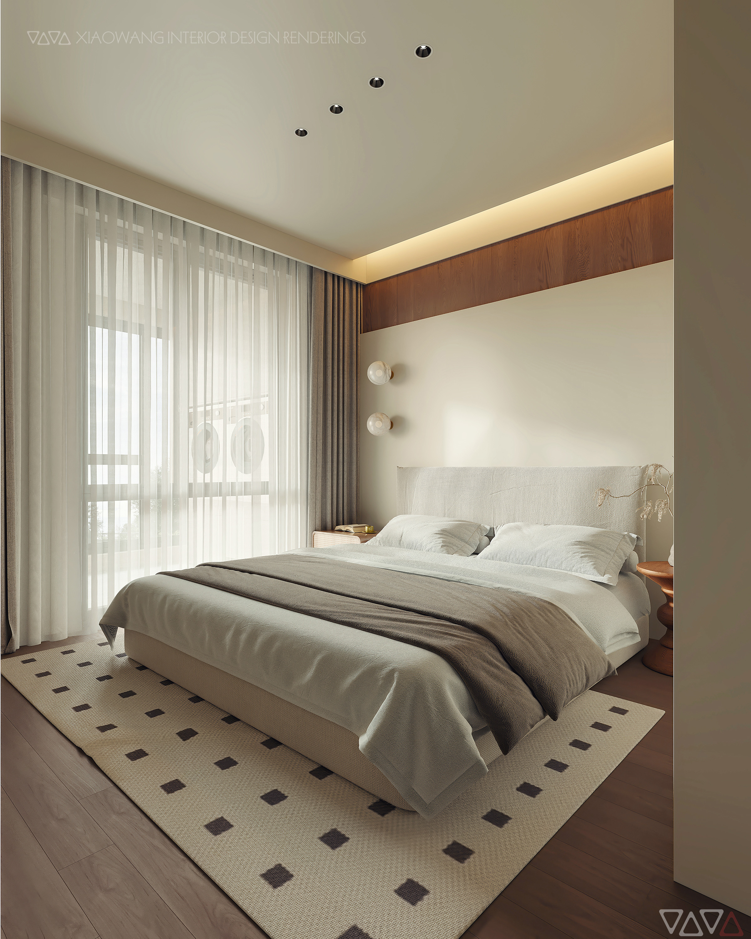 中古风 客餐厅 卧室 效果图-2