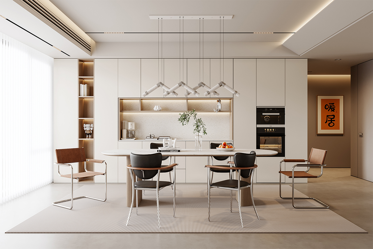 现代奶油风书房-1