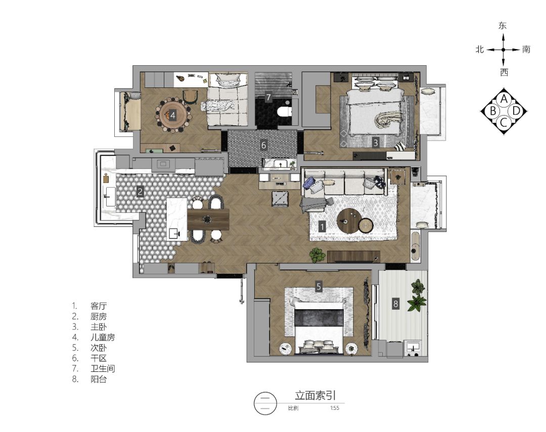 南京 124㎡现代美式混搭家居，开放式厨房、飘窗改造亮点多-74