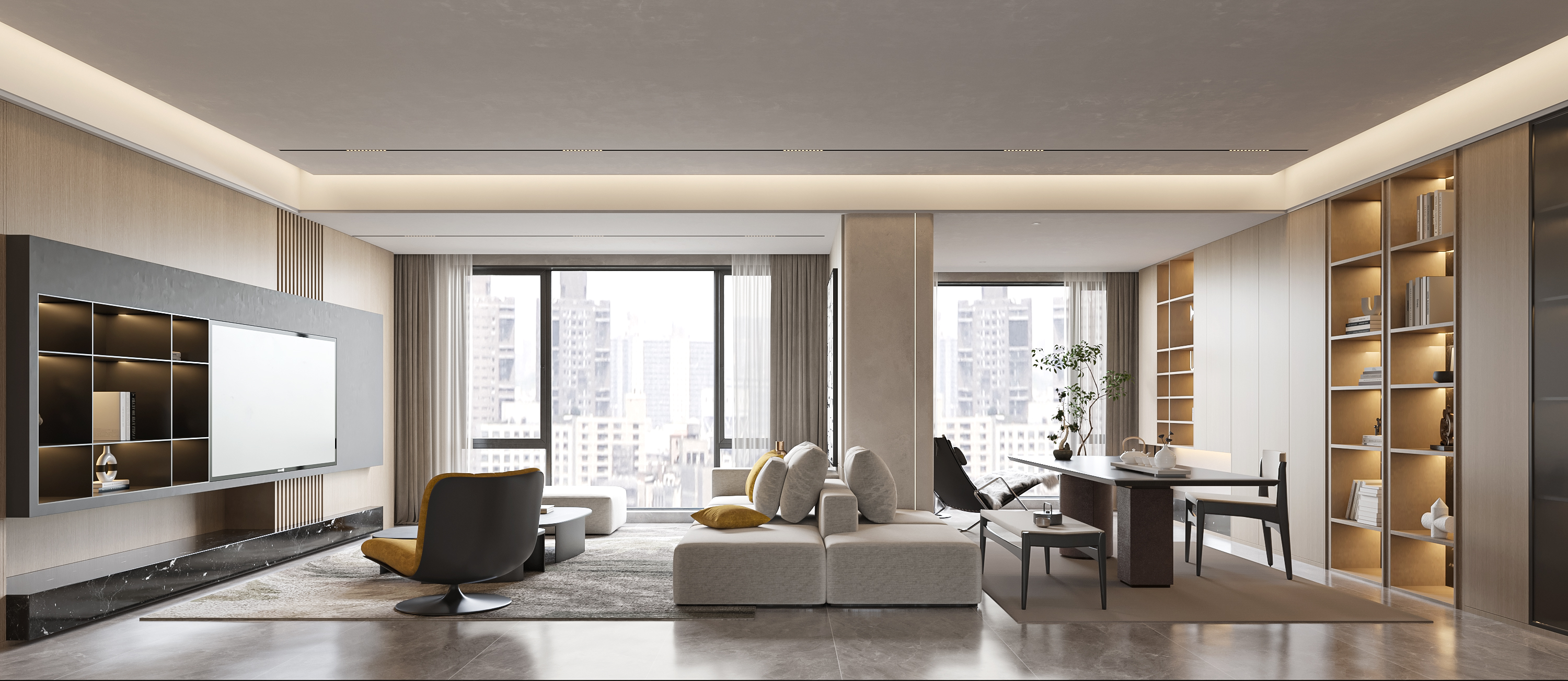 现代客餐厅卧室效果图表现-9