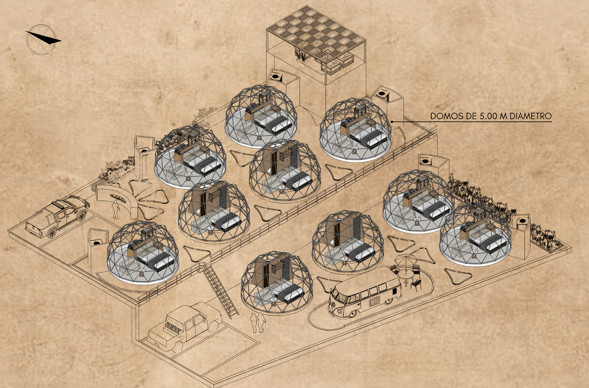 geodesic dome complex(如果这里 Complejo 是西班牙语指综合体,Domos Geodésicos 是 geodesic domes (大地测量穹顶;测地线穹顶 ) ,就可以用这个表达)
如果Complejo明确有别的意思,建议提供更多原文语境等信息哦 丨MexicoOaxaca丨Daktilar experiences-14