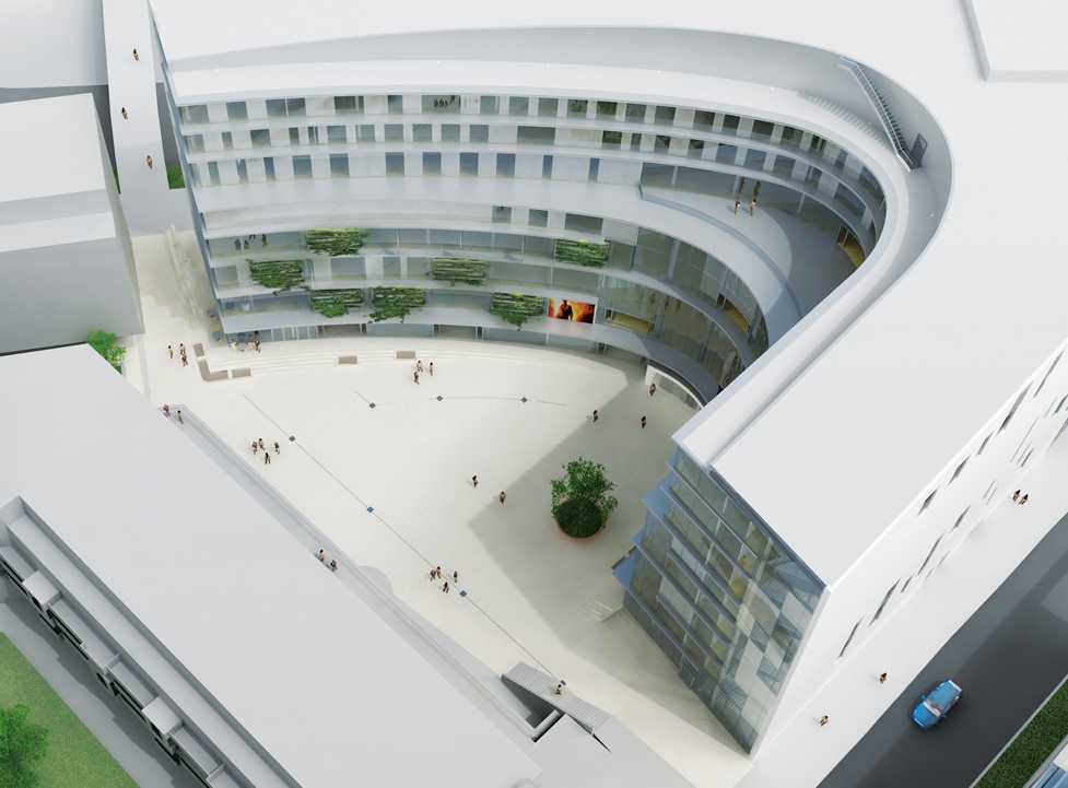 挪威 Lørenskog 中心广场 | 石材与绿植的和谐搭配-10