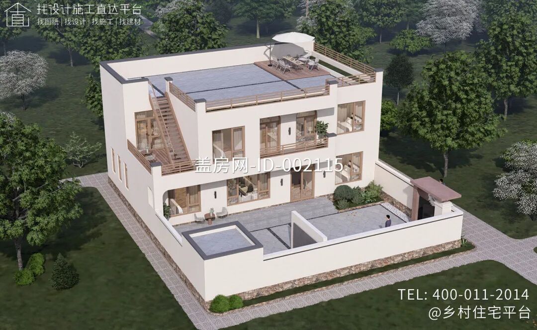 【设计师案例】土建参考造价41万，面宽16m×进深9.3m北京密云二层现代别墅-40