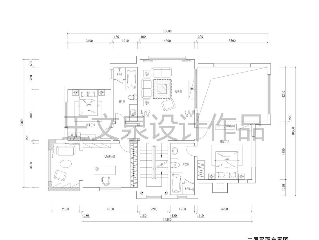 
法式欧式新中式别墅设计作品王文泉16 -10