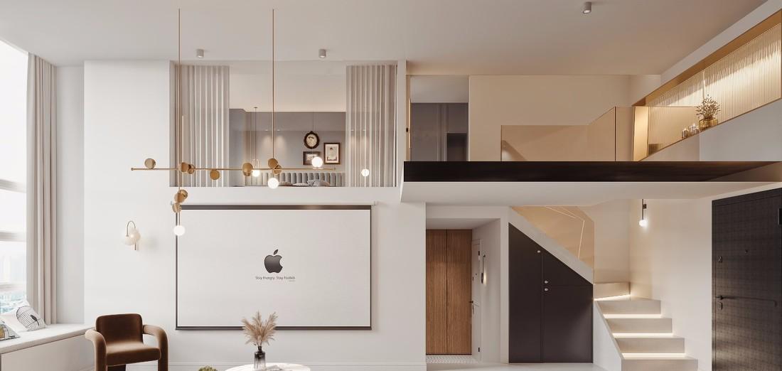 蓝色轻奢极简男生卧室设计-12