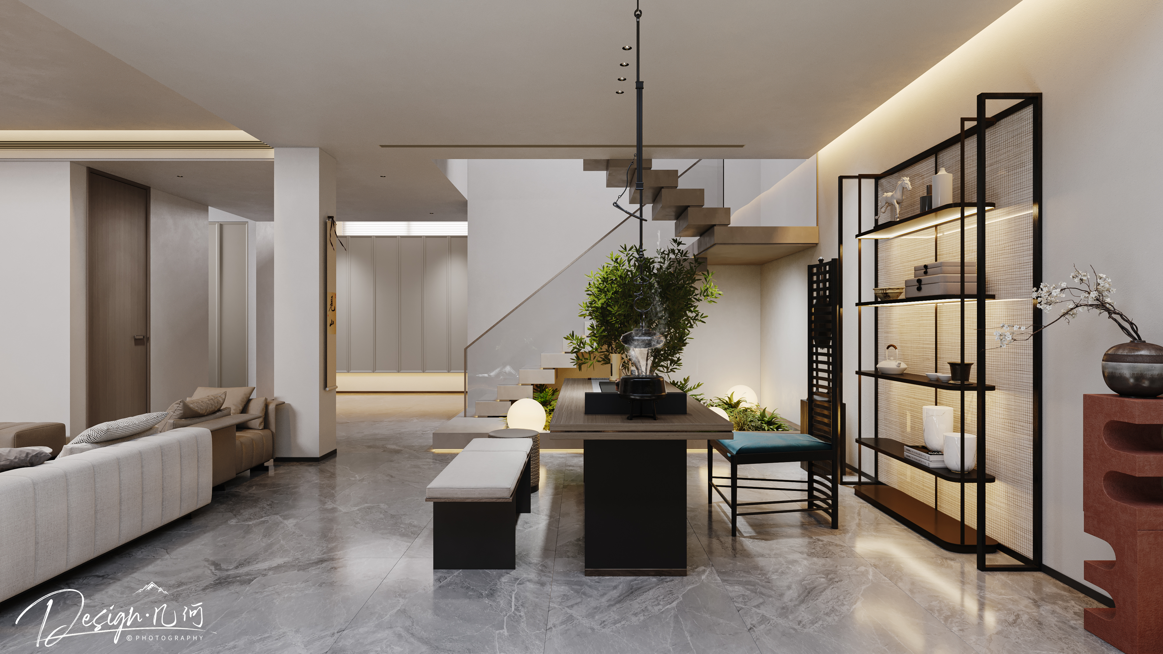 几何空间视觉表现 | 琥珀山庄现代地下室-5