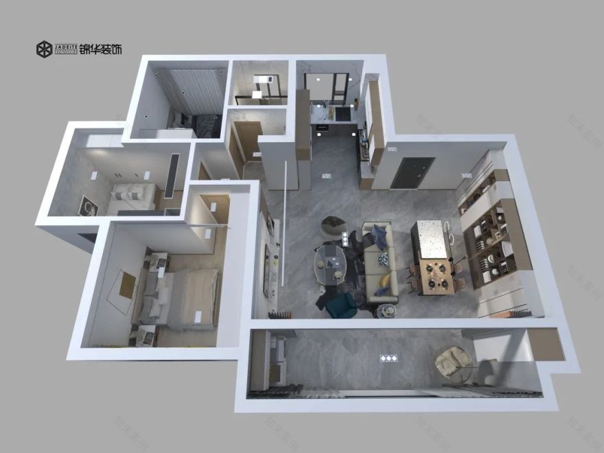 熙棠府现代简约三室两厅设计丨锦华装饰-19