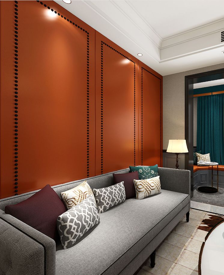 爱马仕橙&孔雀蓝撞出高级感,美式混搭打造优雅轻奢家居-26