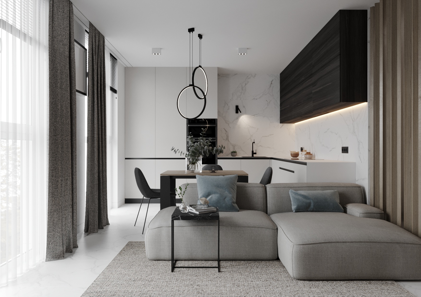 年轻家庭的单色空间公寓设计-6