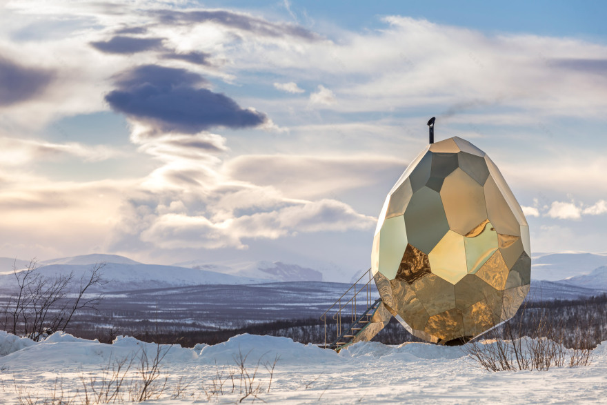 Egg-shaped sauna creates escape for residents of Swedish town displaced by mining-20