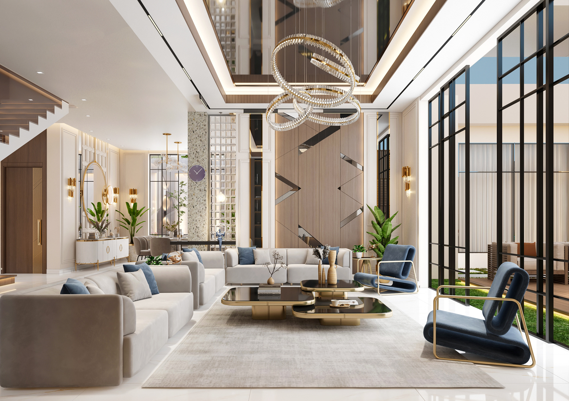 豪华客厅和餐厅设计丨沙特阿拉伯丨Zaher Design Studio-23