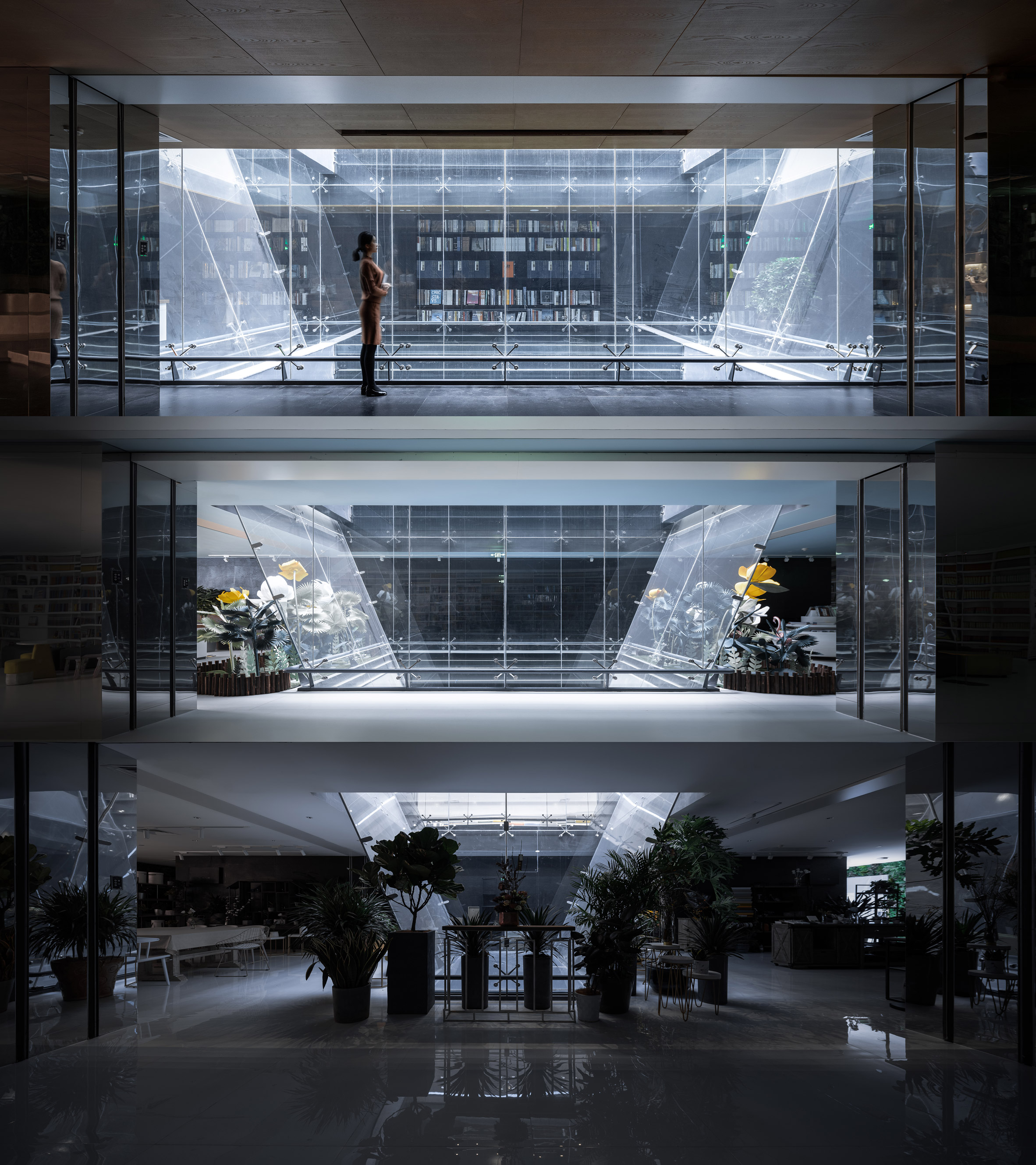 倒三角玻璃光井照亮中国武汉外语书店-13