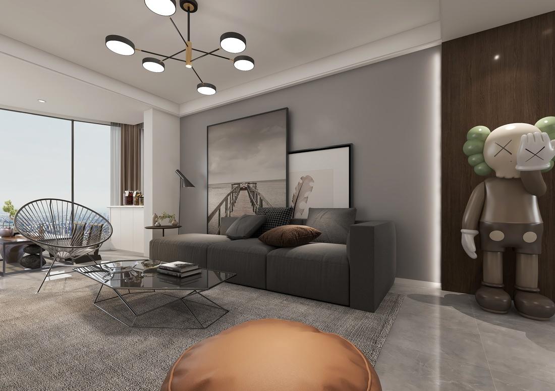 现代风 108m²灰色调极简之家-0