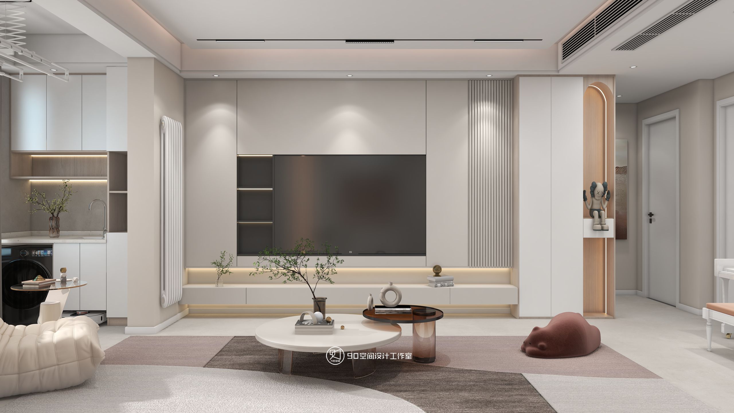 星月糖现代奶油风格丨90 空间设计-9