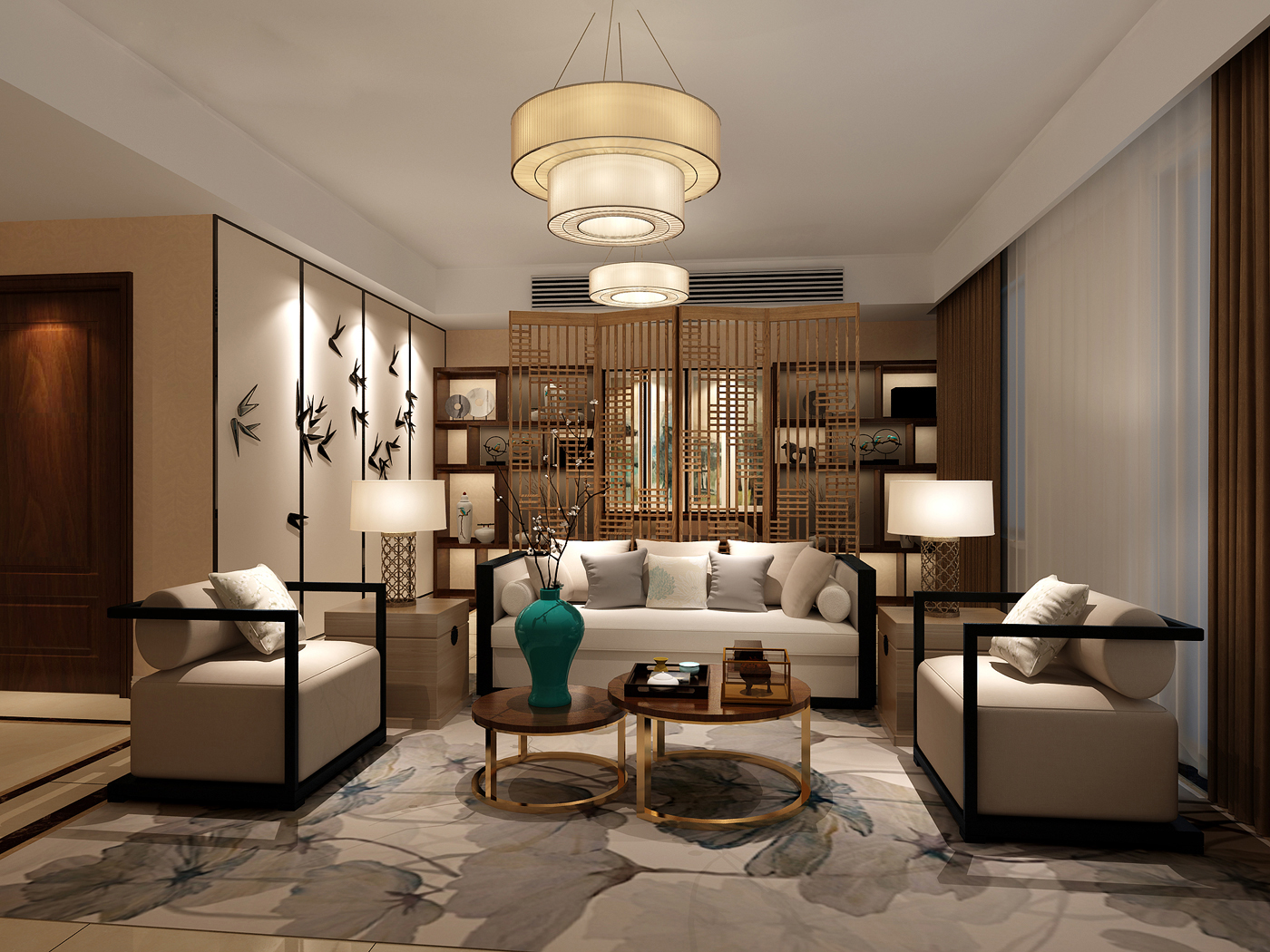 新中式 中式古典 奢华家装别墅样板房-3-17