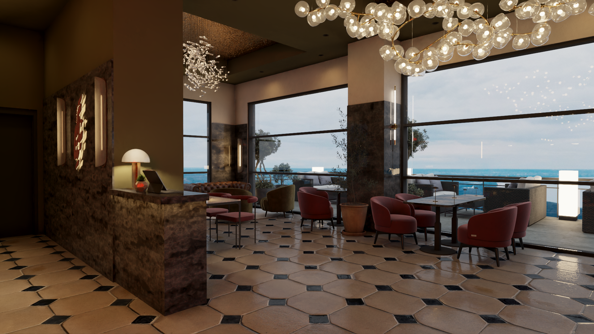 餐厅和水烟休闲室室内设计丨沙特阿拉伯-17