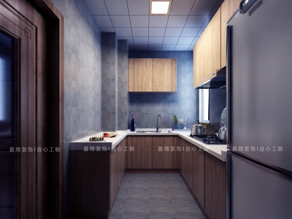 简欧风两居室 | 灰色厨房、暖色客厅、深色卧室-0