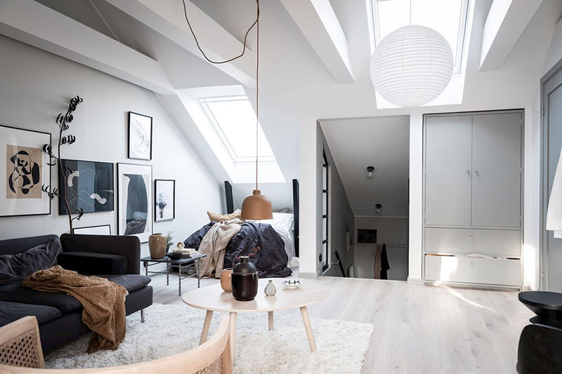 Gothenburg 35 平米时尚阁楼公寓 | 紧凑而功能齐全的单身生活空间-19