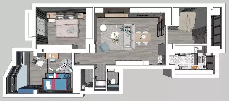 104㎡三室一厅收纳改造，三分离卫生间，儿童房趣味无限-17