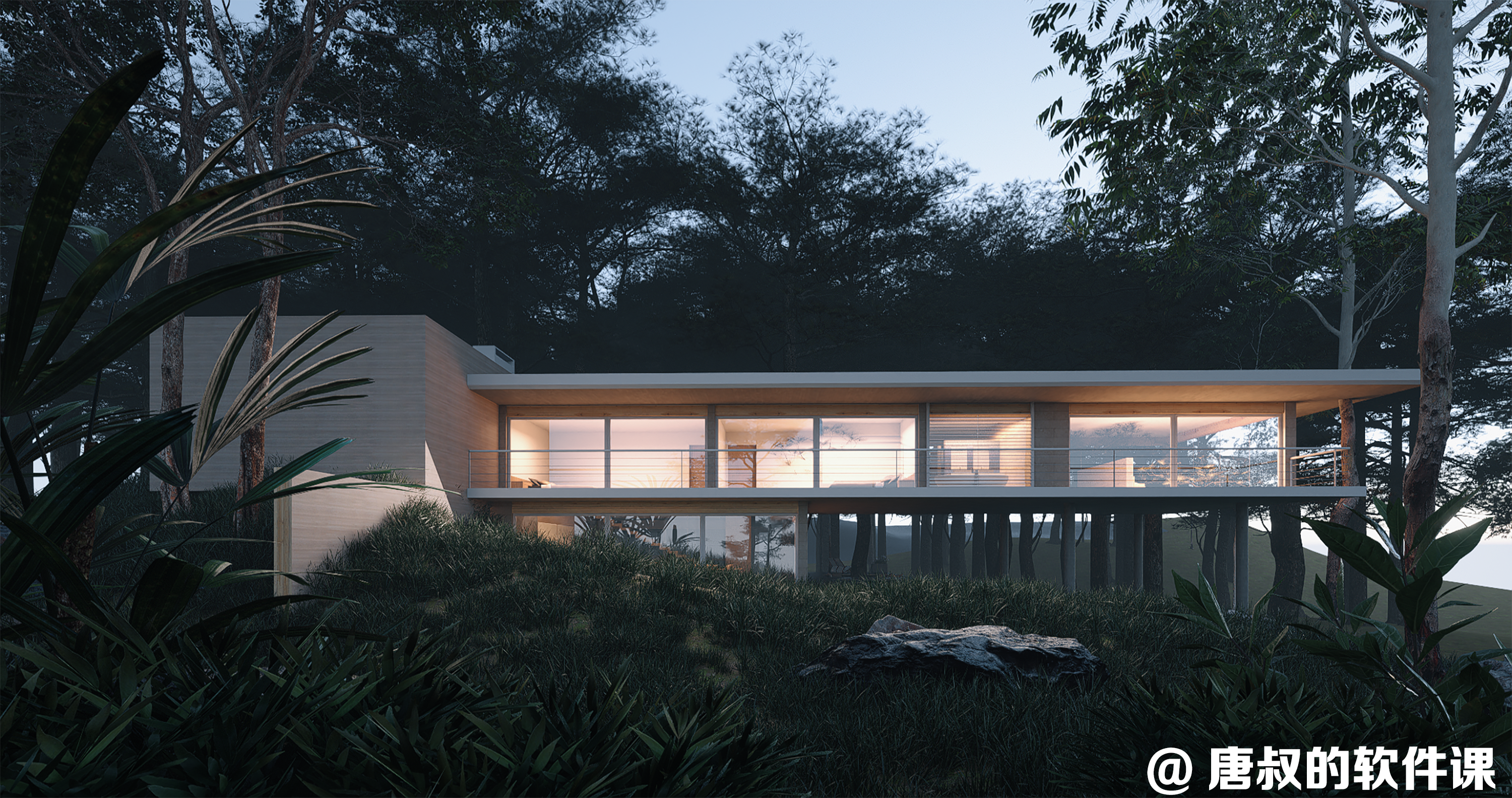 山地别墅—写实渲染效果图-5