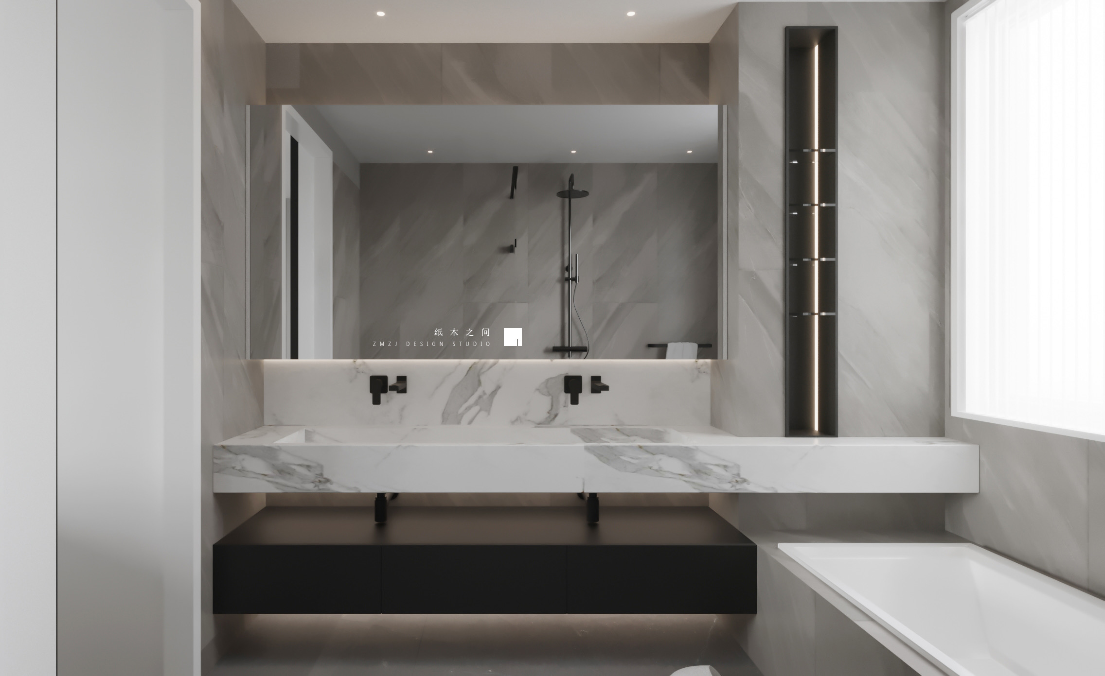 外滩首府极简黑白灰丨中国哈尔滨丨纸木之间设计研究室-12